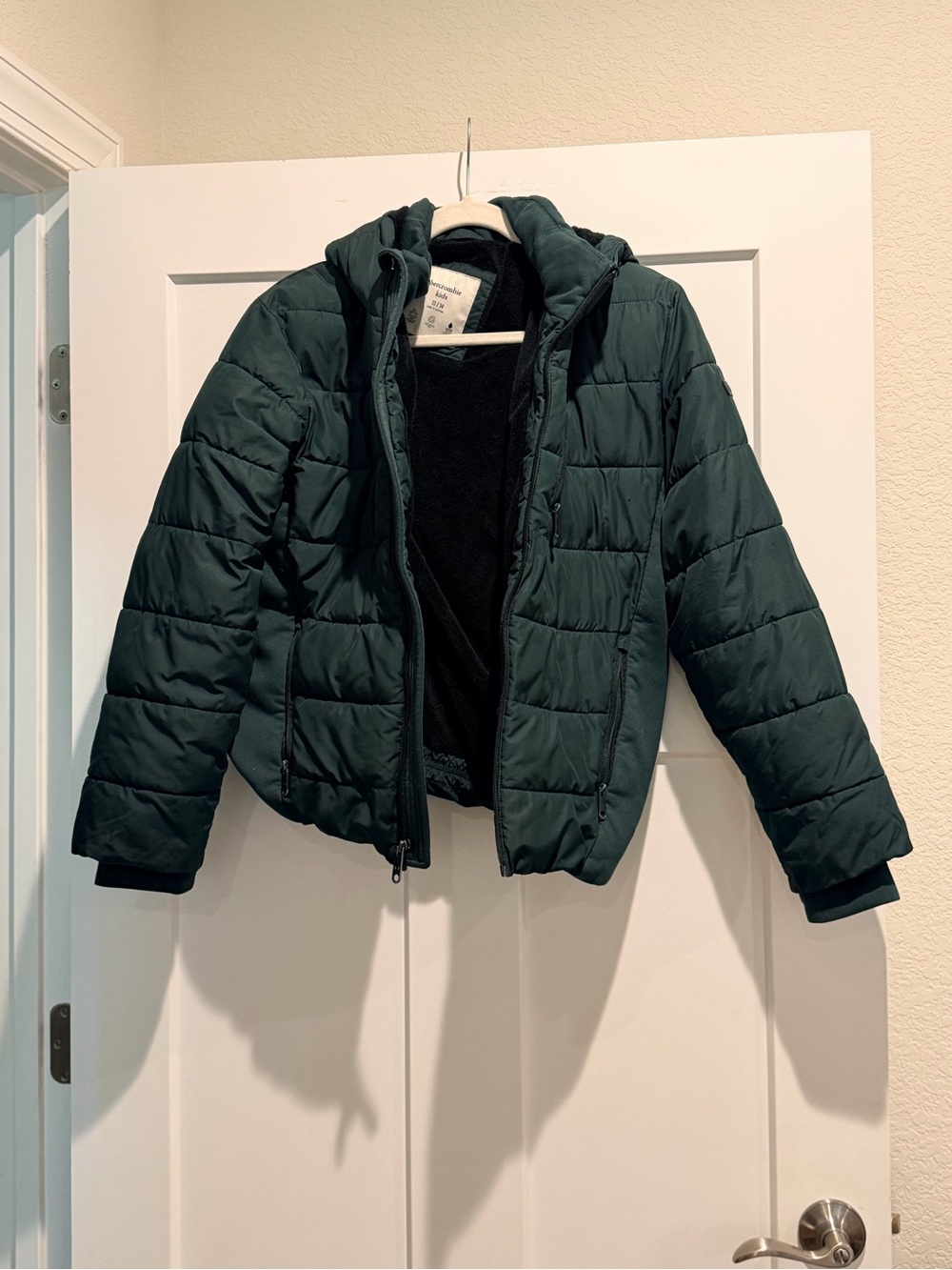 Kids Black Puffer Jacket with Hood -Abercrombie kids